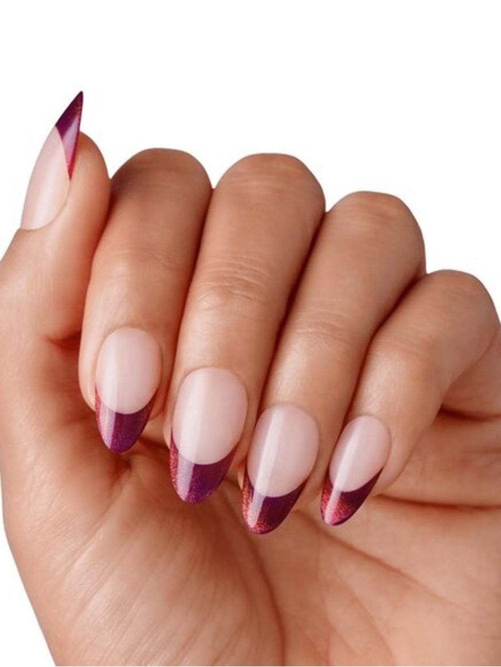 KISS Voguish Fantasy Press-On Nails Natural Burgundy French Tips Passionable - Picture 4 of 16